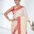 elegant off-white tussar silk blend saree with red zari border