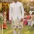 Men's pure silk off-white kurta with thread & sequins work and cotton pyjama