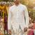 Men’s pure silk off-white kurta with thread & sequins work and cotton pyjama