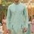 Men   s pure silk mint green kurta with thread & sequins work and cotton pyjama