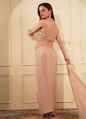 beige crepe drape skirt set with heavy hand embroidery 4