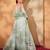teal georgette gown with dupatta and white sequin work