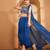 Deep blue crepe drape skirt cape set with hand embroidery on blouse and cape