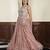 Nude pink net gown with opaque sequins work