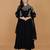black georgette anarkali dress with dabka and zari work