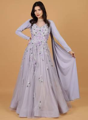 mauve net gown with sequin embroidery 2