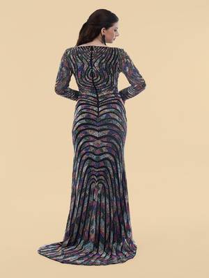 black net backtrail gown with multicolor beadwork 2