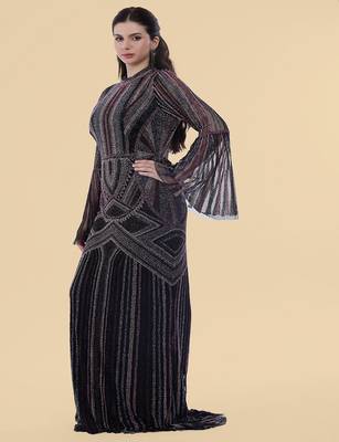 black net backtrail gown with heavy beadwork 2