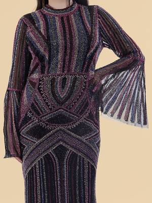 black net backtrail gown with heavy beadwork 4