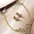 Gold plated pink ad flower design pendant necklace set