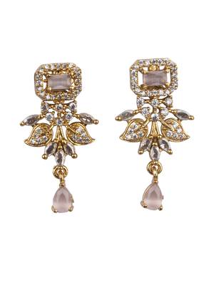 Gold plated pink ad flower design pendant necklace set 4