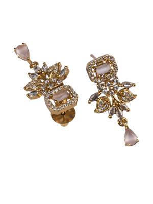Gold plated pink ad flower design pendant necklace set 5