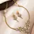 Gold plated white ad flower design pendant necklace set