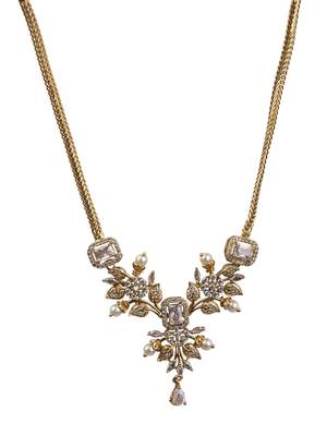 Gold plated white ad flower design pendant necklace set 3