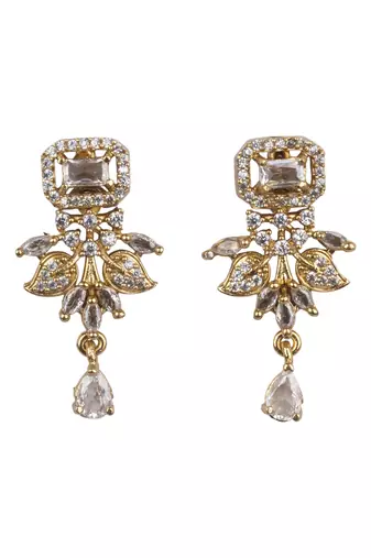 Gold plated white ad flower design pendant necklace set