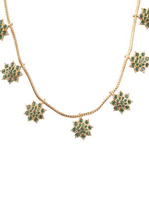 Delicate green flower motif necklace set 3
