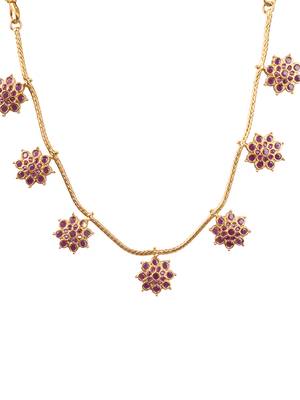 Delicate red flower motif necklace set 3
