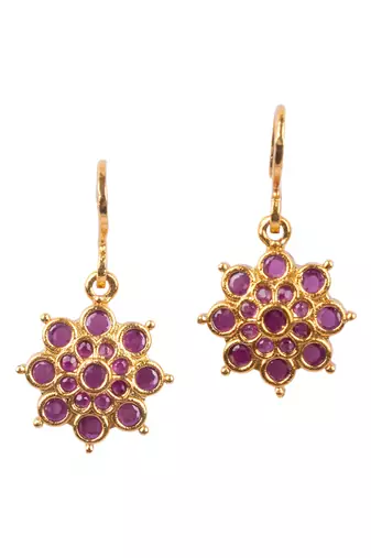 Delicate red flower motif necklace set