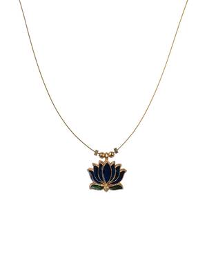 Minimal blue lotus motif pendant set with invisible chain 3