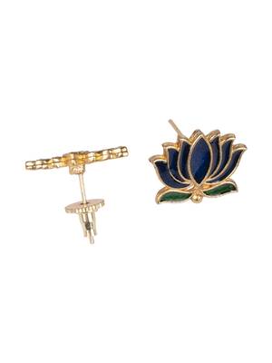Minimal blue lotus motif pendant set with invisible chain 5