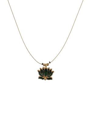 Minimal green lotus motif pendant set with invisible chain 3