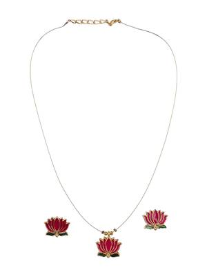 Minimal multicolor lotus motif pendant set with invisible chain 2