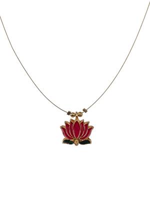 Minimal multicolor lotus motif pendant set with invisible chain 3