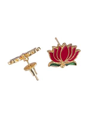 Minimal multicolor lotus motif pendant set with invisible chain 5