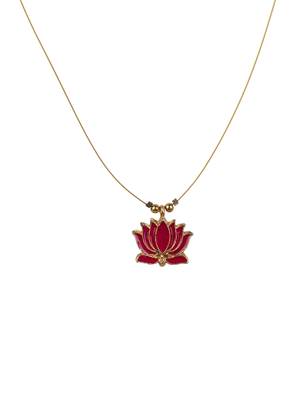 Minimal pink lotus motif pendant set with invisible chain 3