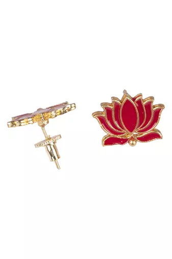 Minimal pink lotus motif pendant set with invisible chain