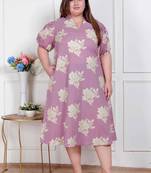   plus size womens lavender floral printed a-line maxi dress