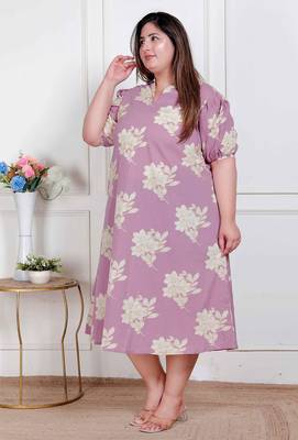 plus size lavender floral printed maxi dress for women 2