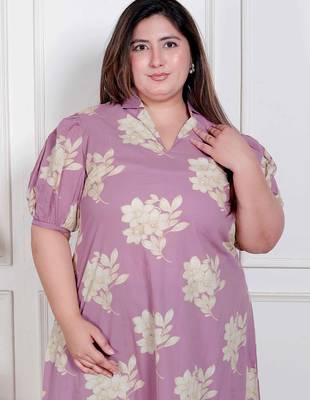 plus size lavender floral printed maxi dress for women 4