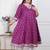   plus size women cotton  magenta gota lace and  embroidered anarkali kurta