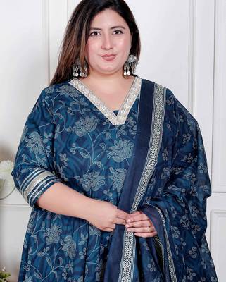 plus size hand block printed anarkali kurta for women 3