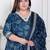  plus size women's jashn hand block printed ethnic anarkali kurta and dupatta