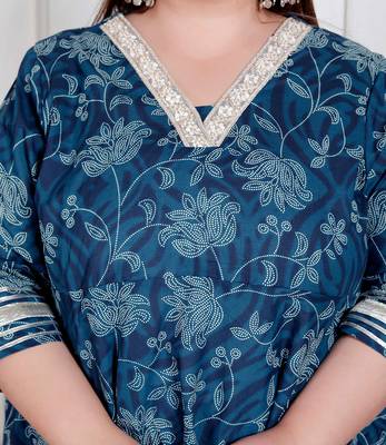 plus size hand block printed anarkali kurta for women 5