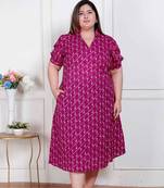 plus size magenta floral printed maxi dress for women
