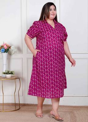 plus size magenta floral printed maxi dress for women 2