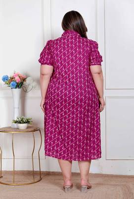 plus size magenta floral printed maxi dress for women 5