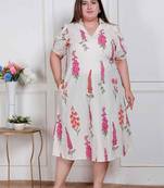 plus size off-white floral printed maxi dress for women