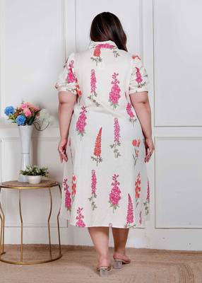 plus size off-white floral printed maxi dress for women 5