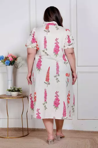 plus size off-white floral printed maxi dress for women