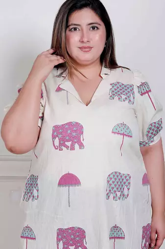 off-white plus size flex cotton short sleeve dress for women