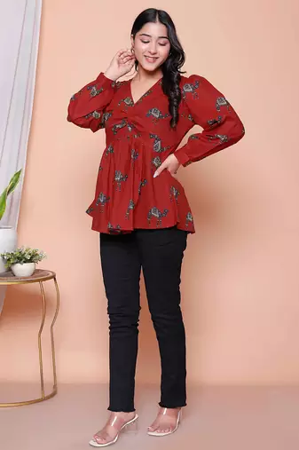 brown animal printed balloon sleeve dress for women