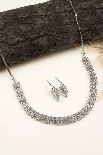 Sparkling american diamond necklace set