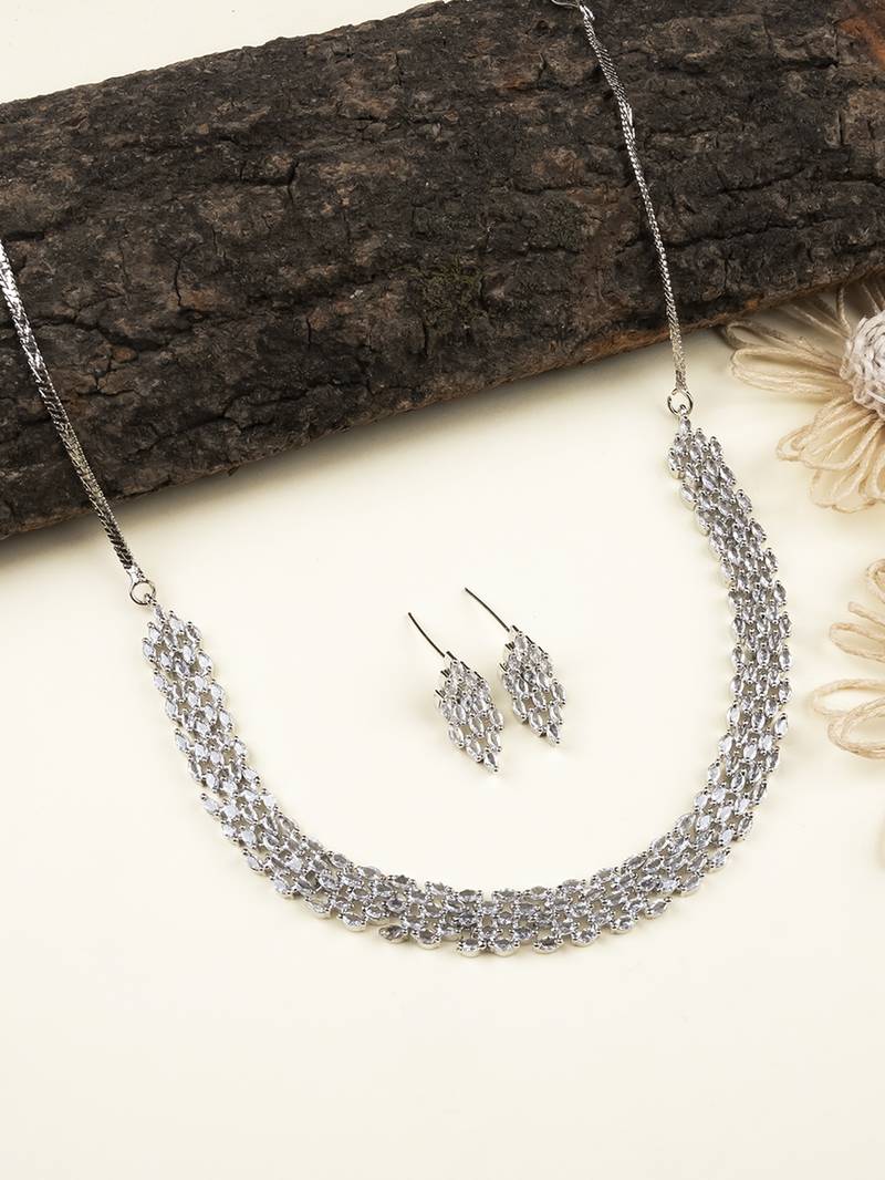 Sparkling american diamond necklace set