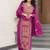 Magenta Chinon Zari & Thread Embroidered Kurta Set