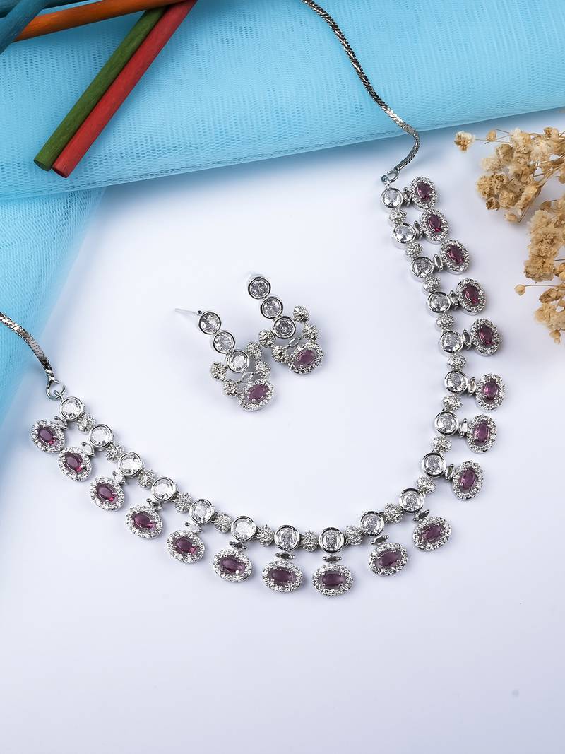 Trendy pink ad necklace set