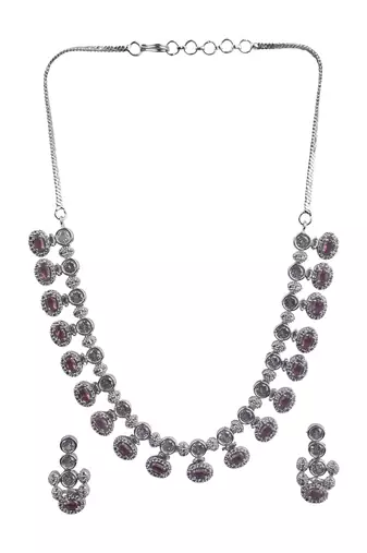 Trendy pink ad necklace set